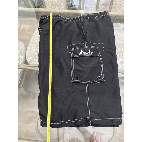 Mens Clothin Black Cargo Beach Shorts Size 40 With White Stitching & Drawstring - Picture 5 of 7